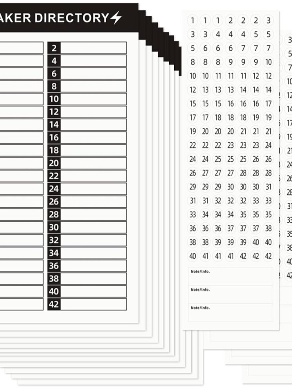 16 Sheets Breaker Panel Labels Electrical Box Sticker Numbers Breaker Panel Labe